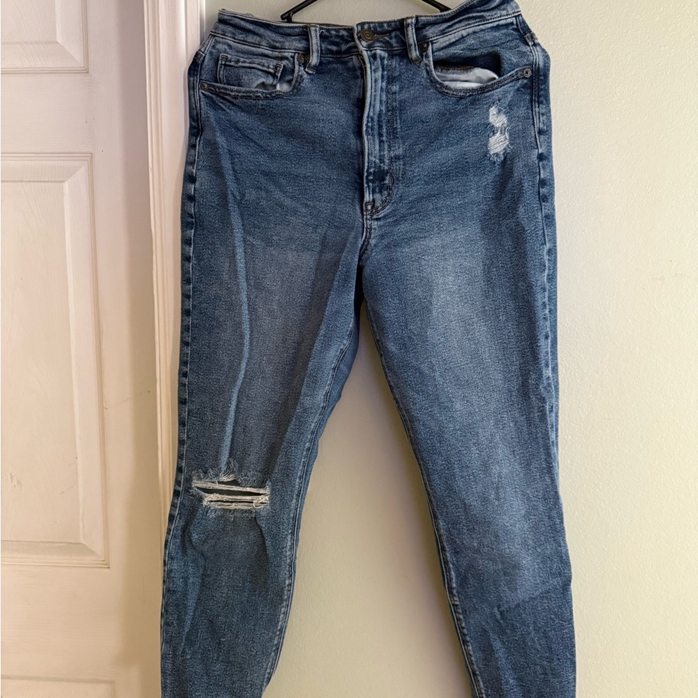 Distressed Blue Jeans